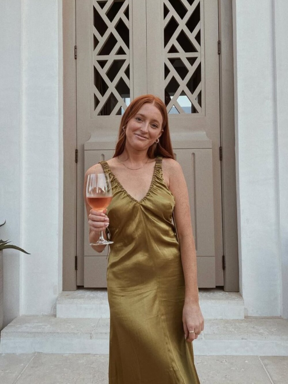 Topshop Green Ruched Satin Slip Maxi Dress
